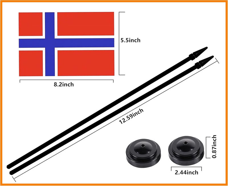 tibijoy Norway Flags Norwegian Desk Flags Set Small Mini Norway Flags Table Flag with 13" Black Pole, Black Base and Spear Top, Miniature Norwegian Deluxe Desktop Flag, Home Decoration, Office Decoration, Festival Celebrations(12 Pack ) - Image 4